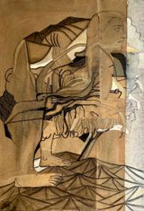 Migrant Labour Unfolding 4 by Vikrant Bhise contemporary artwork mixed media works on paper