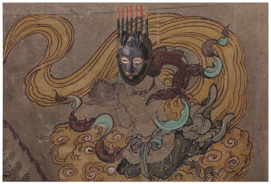 Evolution South Wall of Mogao Cave No. 003 Ivory Coast Mask by Xu Zhen contemporary artwork Painting