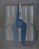 Greyish Blue Scissors and White Curtain by Mao Xuhui contemporary artwork Painting