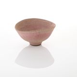 Oval Bowl with Pink Spiral and Pitted Glaze by Lucie Rie contemporary artwork sculpture