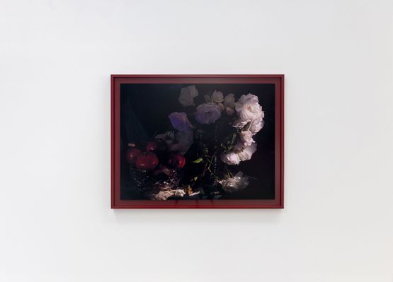 Still Life with White Roses Pomegranates in Crystal Bowl Ripiro by Fiona Pardington contemporary artwork Photography