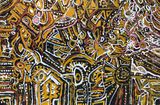 Bush Holiday Dreaming 25-26 by Leon Russell Black contemporary artwork painting