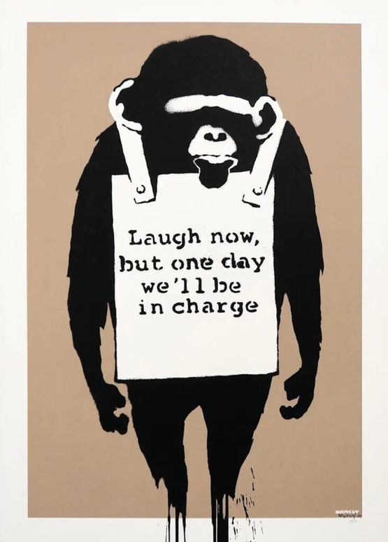Laugh Now unsigned by Banksy contemporary artwork Print