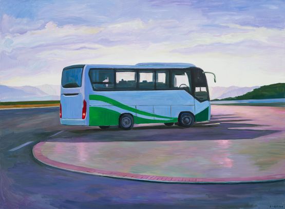 He Fell Asleep on the Tour Bus by Liu Weijian contemporary artwork Painting