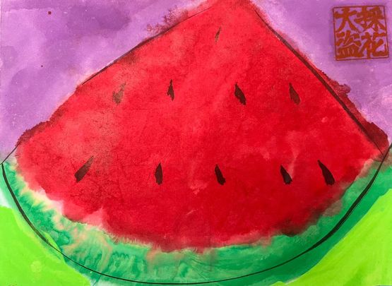 Watermelon by Walasse Ting contemporary artwork Painting