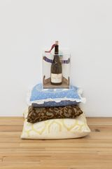 Trump Molotov 1 on stolen pillow pedestal by Hadi Falapishi contemporary artwork sculpture works on paper