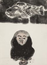 Fish and Man by Li Jin contemporary artwork works on paper drawing