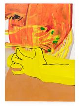 Self-like construct in red-orange by Sarah Faux contemporary artwork painting