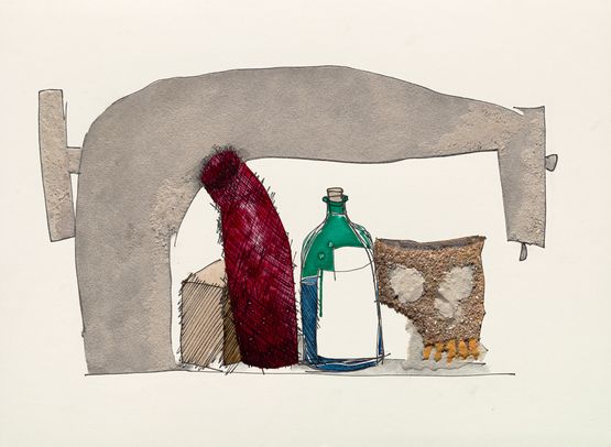 Still Life with Skull, Bottle, and Sewing Machine, New York, 2005
