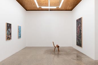 Contemporary art exhibition Marian Tubbs shields and the metaverse cafe at STATION Melbourne Australia