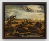 Untitled Tartaruga con anatra in volo Turtle with duck in flight by Luigi Zuccheri contemporary artwork painting