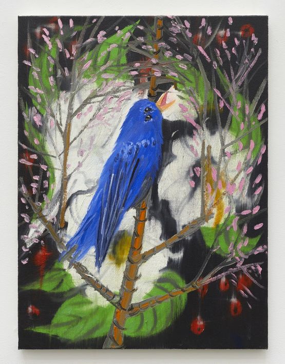 Portrait of a Blue Bird After Picabia Black and White Light Again Again by Ann Craven contemporary artwork Painting