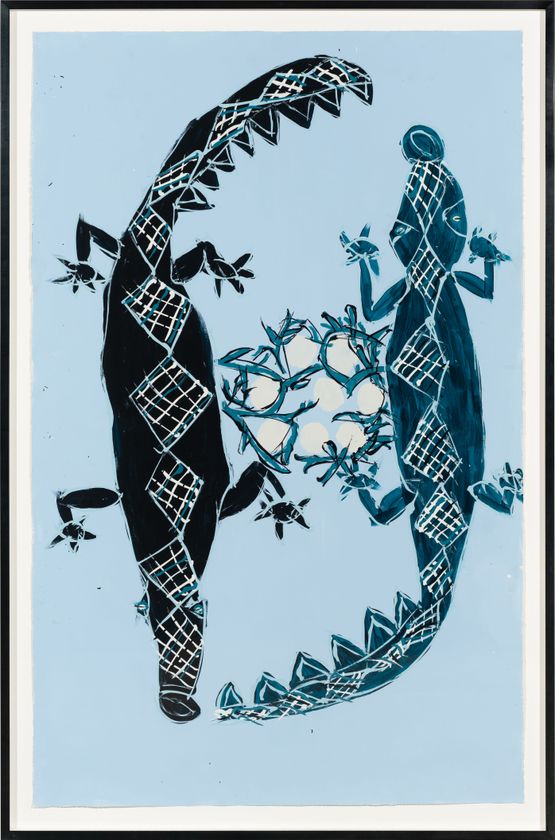 Crocodiles Nest by Dhambit Mununggurr contemporary artwork Works on Paper