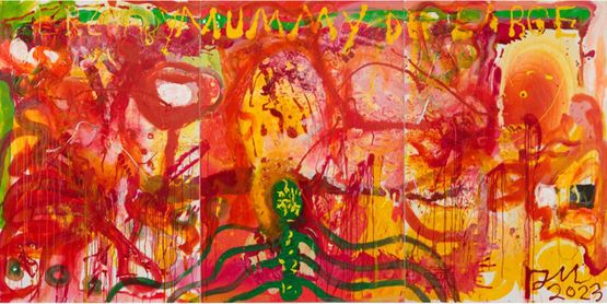 MEINE KUNST STIRBT NIE by Jonathan Meese contemporary artwork Painting