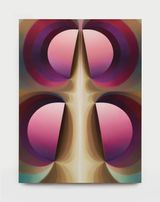 Split Orbs in pink purple green- brown by Loie Hollowell contemporary artwork painting