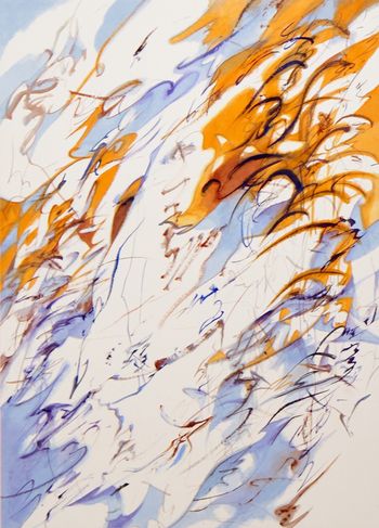 We are all in the waves sunset by Minjung Key contemporary artwork works on paper