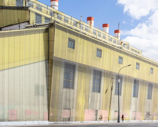Industrial Building under Printed Cover Moscow by Anastasia Samoylova contemporary artwork Photography