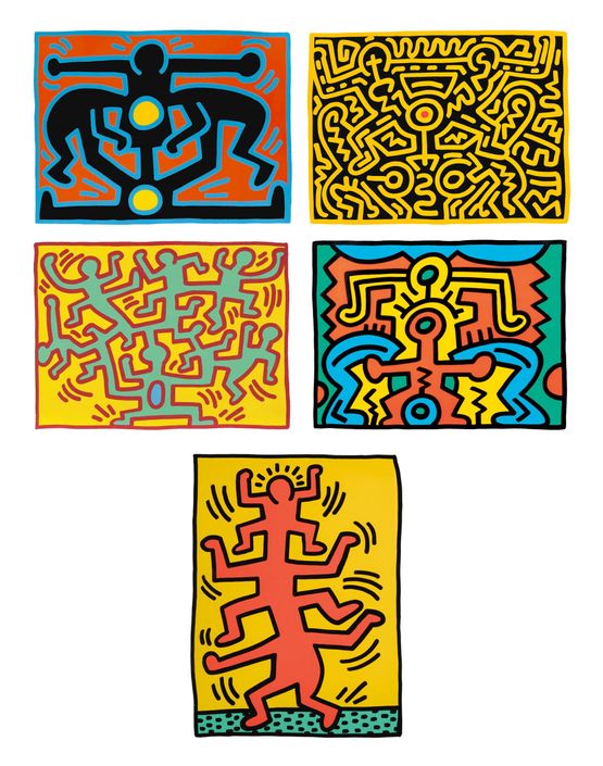 Growing Series I-V by Keith Haring contemporary artwork Works on Paper