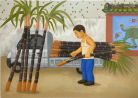 The Sugarcane Vendor by Zhang Wenjia contemporary artwork Painting