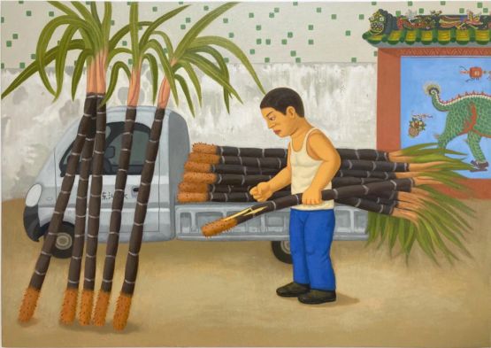 The Sugarcane Vendor by Zhang Wenjia contemporary artwork Painting
