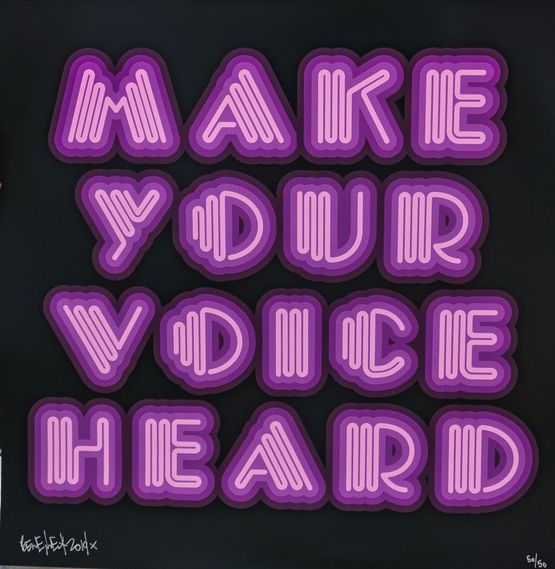 Make Your Voice Heard Purple by Ben Eine contemporary artwork Print
