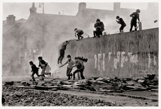 Catholic youths escaping from CS gas Londonderry Northern Ireland by Don Mccullin contemporary artwork Photography