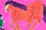 Horse Takes the Lead by Walasse Ting contemporary artwork Painting