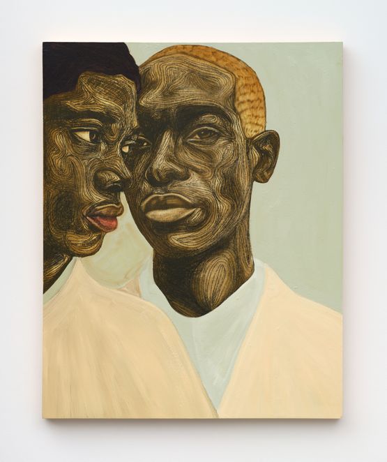 Untitled Two Heads by Collins Obijiaku contemporary artwork Painting