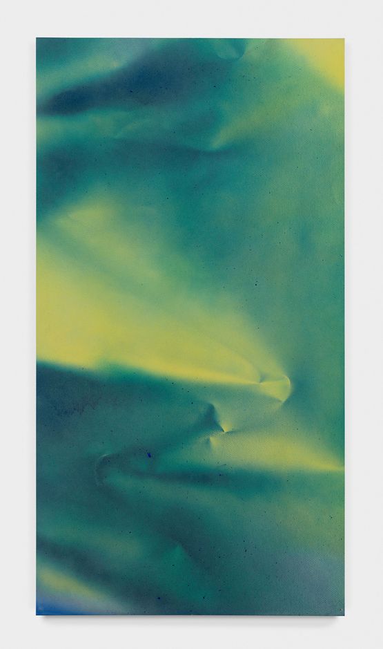 The Fold blue and yellow by Aleksandar Duravcevic contemporary artwork Painting
