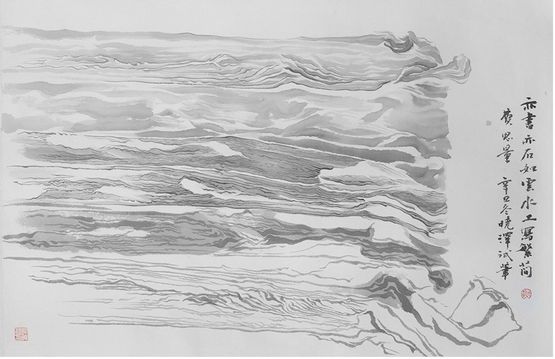 Chinese Library Books as Landscape by Xie Xiaoze  contemporary artwork Painting