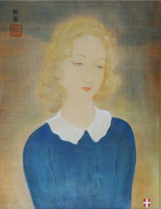 Portrait dune jeune femme blonde by Mai Trung Thu contemporary artwork Painting