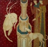 White Deer Fountain by Timur DVatz contemporary artwork painting