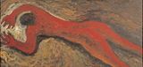 A Red Nude by Mao Xuhui contemporary artwork painting works on paper