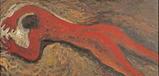 A Red Nude by Mao Xuhui contemporary artwork Painting