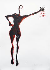 Filled Outline - I bleed too. Crime Scene series by Jane Mcadam Freud contemporary artwork drawing painting