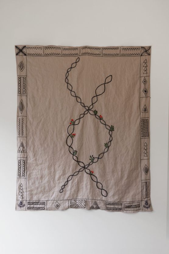Two Lines by Isabella Lepoamo contemporary artwork Textile