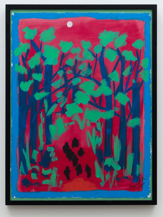 Coming to Jones Road Study 2 A Chalk White Moon in a Blood-Red Sky by Faith Ringgold contemporary artwork Painting