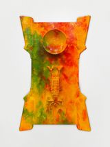 reve cauchemar trauma et insomnie sueur secretion et bactterie rejet et desir dos a dos nous avons passe la nuit a reflechir a nos archeologies du futur famine fusil et chute libre by Julien Creuzet contemporary artwork mixed media