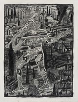The Cern Abbas Giant and Corporate Giants by Derek Boshier contemporary artwork drawing works on paper