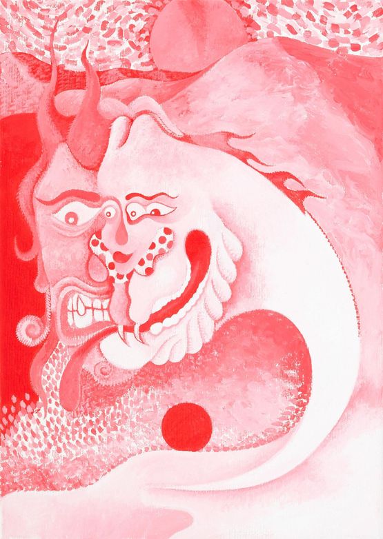 The Red pen dragon by M Smart contemporary artwork Painting