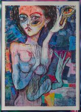 Shimmer Girl by Del Kathryn Barton contemporary artwork textile works on paper
