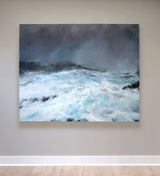 Sea state force 12 - Hurricane Abigail Scatness by Janette Kerr contemporary artwork Painting