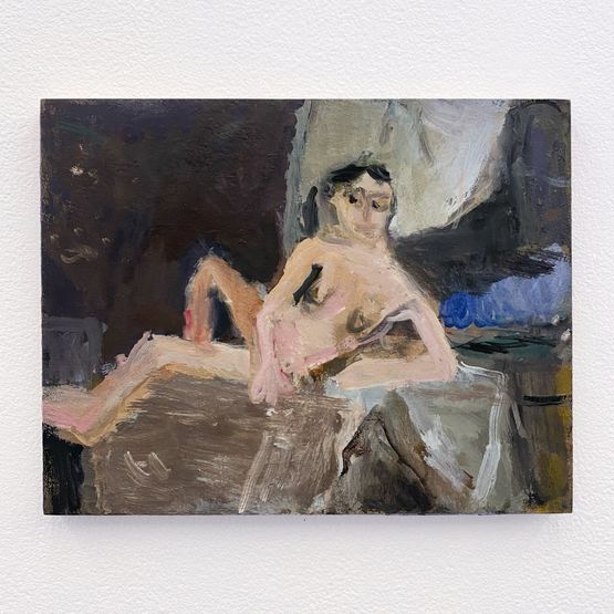 Nude Leaning on Elbow 2 by Janice Nowinski contemporary artwork Painting