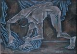 Bent Body and Blue Cloth by Mao Xuhui contemporary artwork painting