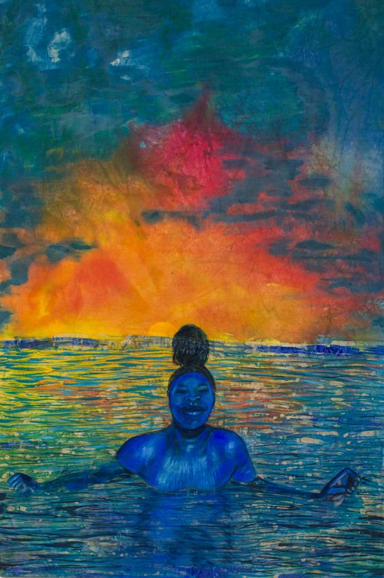 Im always the happiest when Im in the water by Sola Olulode contemporary artwork Painting
