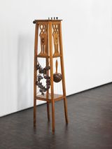 Music Room Darmstadt Flower Column Bass Guitar Double Bass Juju Shaker and Coconut Maracas by Nevin Aladag contemporary artwork sculpture