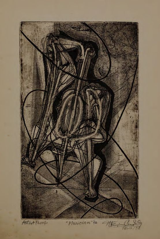 Musician by Krishna Reddy contemporary artwork Print