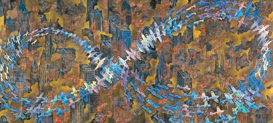 A Picture of an Air Raid on New York City War Picture Returns by Aida Makoto contemporary artwork Mixed Media