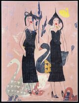 Patchwork Girls by Azade Koker contemporary artwork mixed media painting