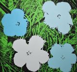 Flowers blue by Andy Warhol contemporary artwork print works on paper